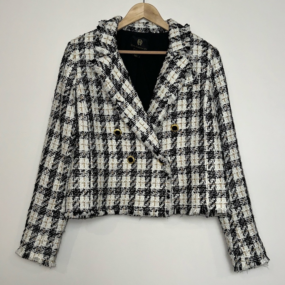 House of Harlow 1960 Wool Blend Houndstooth Blazer